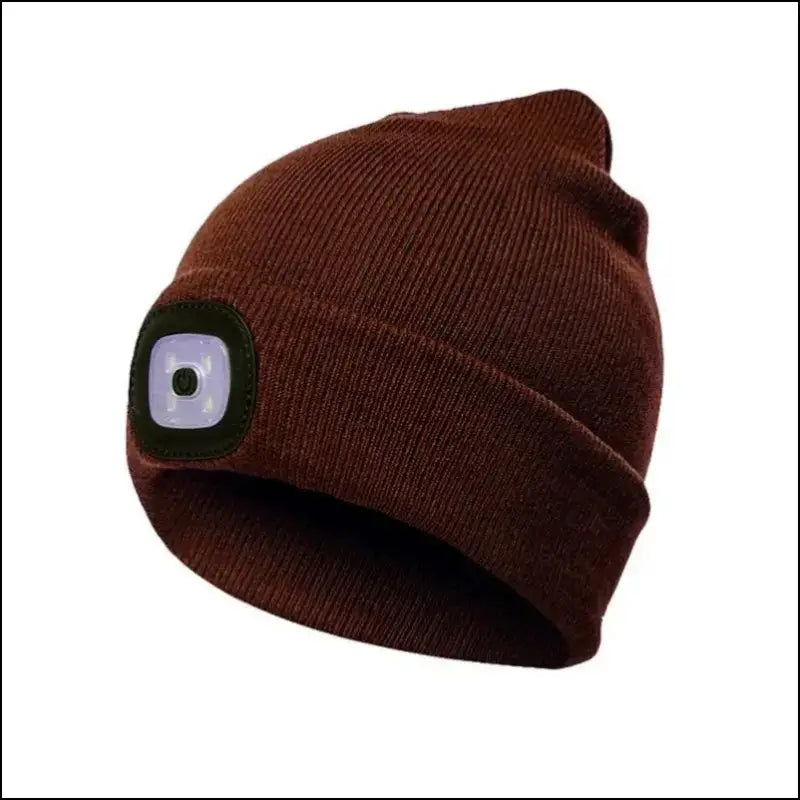 LED Beanie Hat with Light Unisex Warm Winter USB Rechargeable Headlamp Cap Knitted Night Lighted Flashlight