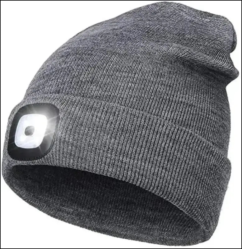 LED Beanie Hat with Light Unisex Warm Winter USB Rechargeable Headlamp Cap Knitted Night Lighted Flashlight