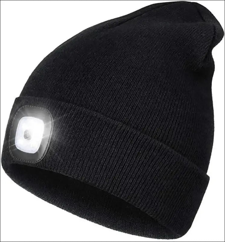 LED Beanie Hat with Light Unisex Warm Winter USB Rechargeable Headlamp Cap Knitted Night Lighted Flashlight