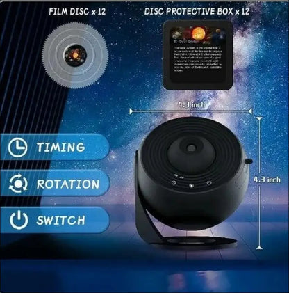 LED Galaxy Projector Night Light | 360° Rotating Starry Sky Lamp | Planetarium Room Decor & Kids Gift - Black - Rotate