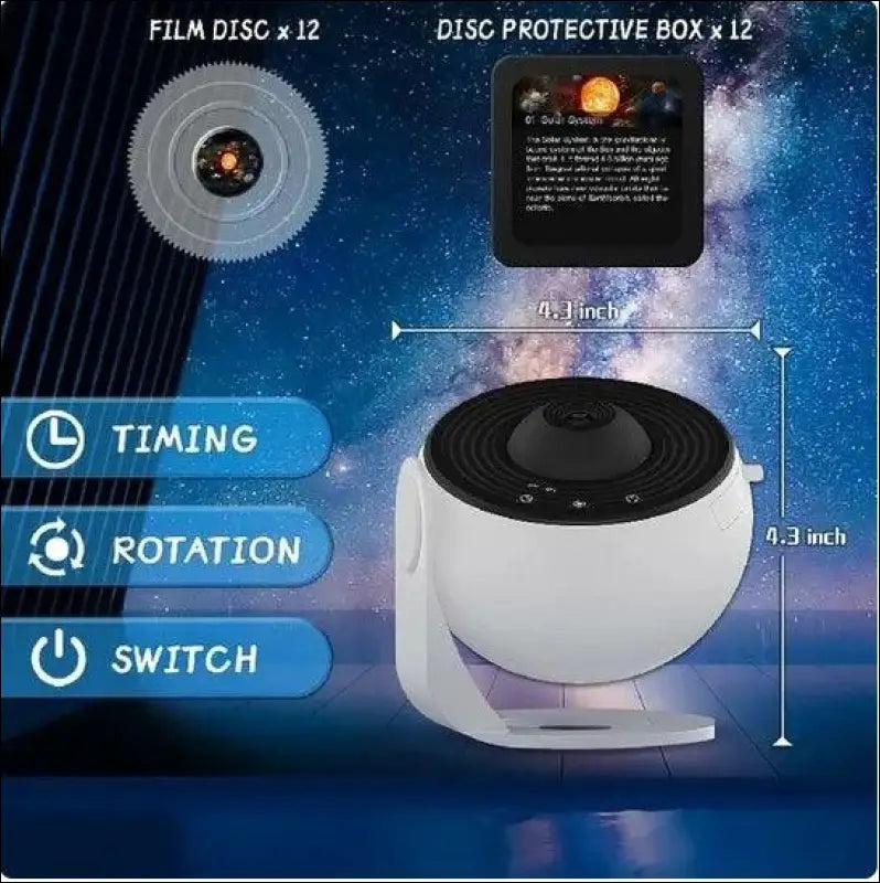 LED Galaxy Projector Night Light | 360° Rotating Starry Sky Lamp | Planetarium Room Decor & Kids Gift - White Black