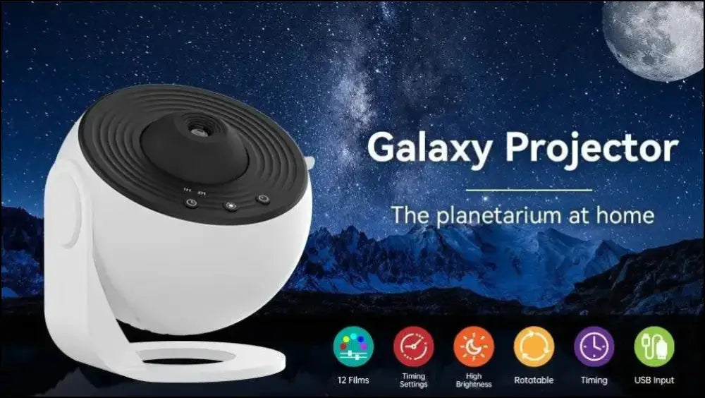 LED Galaxy Projector Night Light | 360° Rotating Starry Sky Lamp | Planetarium Room Decor & Kids Gift - Rotate