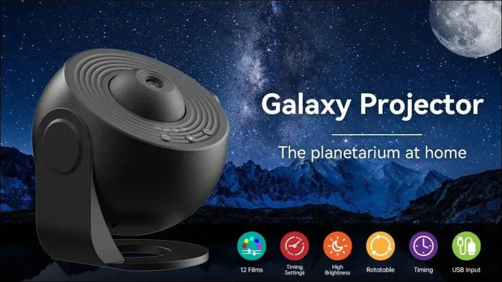 LED Galaxy Projector Night Light | 360° Rotating Starry Sky Lamp | Planetarium Room Decor & Kids Gift - Rotate