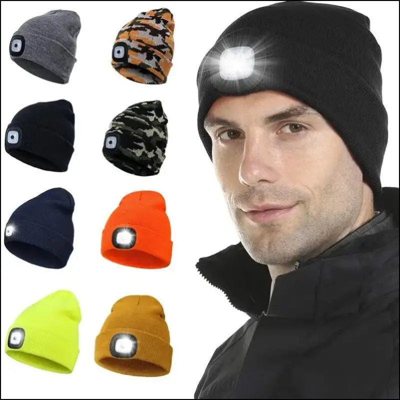 Led Light Knitted Hat Warm Elastic Beanie Autumn Winter Outdoor Sports Night Hiking Fishing Camping Glow Bonnet Unisex