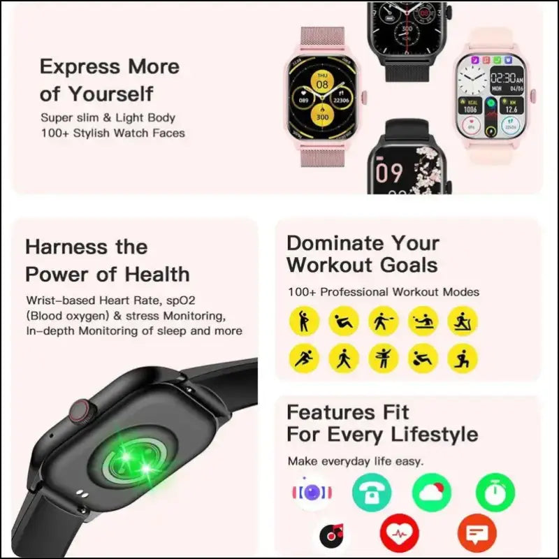 ’LEMFO LT10 Smart Watch 2024 - Bluetooth Call Fitness Tracker Touch Dial Music Control Sports for Android’