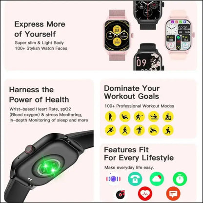 ’LEMFO LT10 Smart Watch 2024 - Bluetooth Call Fitness Tracker Touch Dial Music Control Sports for Android’