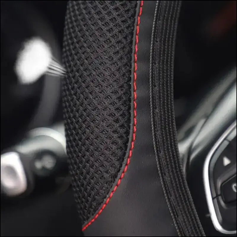 Luxury Three-Dimensional Leather Car Steering Wheel Cover 37-38cm | Embroidered & Diamond-Encrusted | Breathable Design