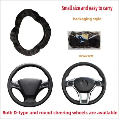 Luxury Three-Dimensional Leather Car Steering Wheel Cover 37-38cm | Embroidered & Diamond-Encrusted | Breathable Design