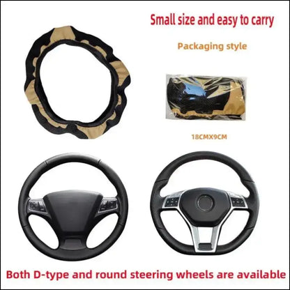 Luxury Three-Dimensional Leather Car Steering Wheel Cover 37-38cm | Embroidered & Diamond-Encrusted | Breathable Design