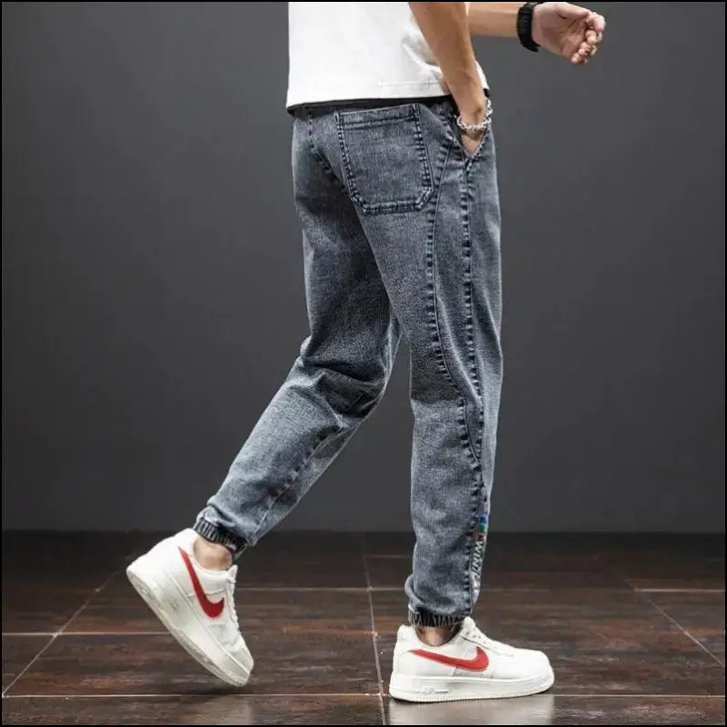 Men’s Cargo Jeans - Black Blue Streetwear Denim Jogger Pants Baggy Harem Plus Size 6XL-8XL Spring Summer Fashion