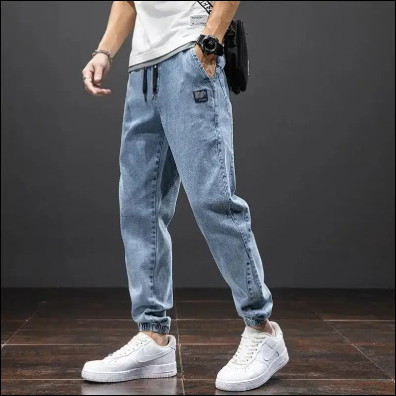 Men’s Cargo Jeans - Black Blue Streetwear Denim Jogger Pants Baggy Harem Plus Size 6XL-8XL Spring Summer Fashion