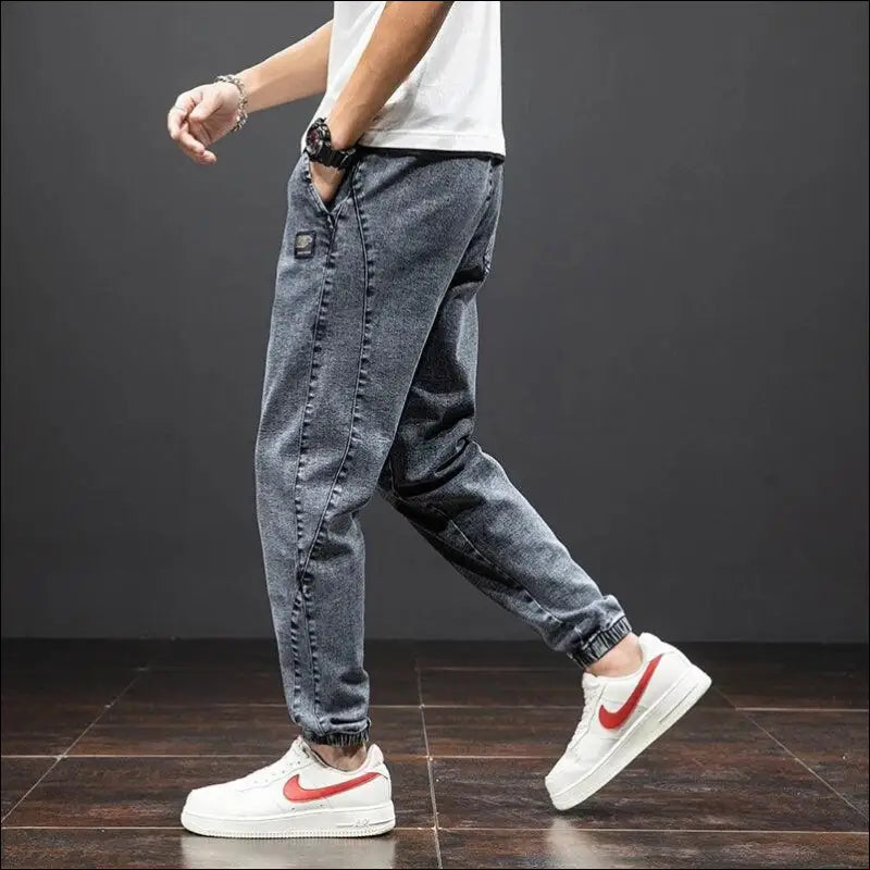 Men’s Cargo Jeans - Black Blue Streetwear Denim Jogger Pants Baggy Harem Plus Size 6XL-8XL Spring Summer Fashion