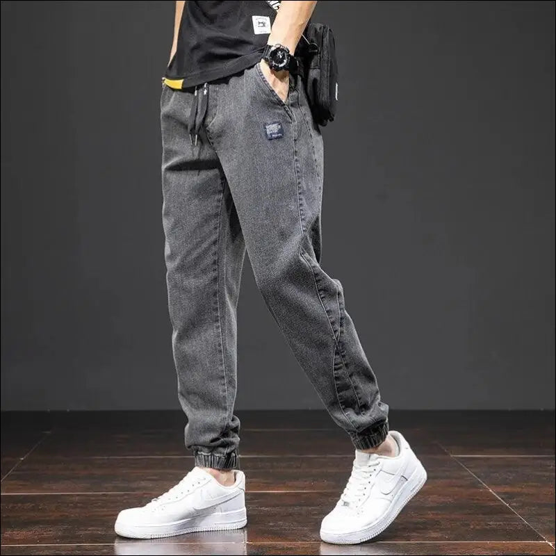 Men’s Cargo Jeans - Black Blue Streetwear Denim Jogger Pants Baggy Harem Plus Size 6XL-8XL Spring Summer Fashion