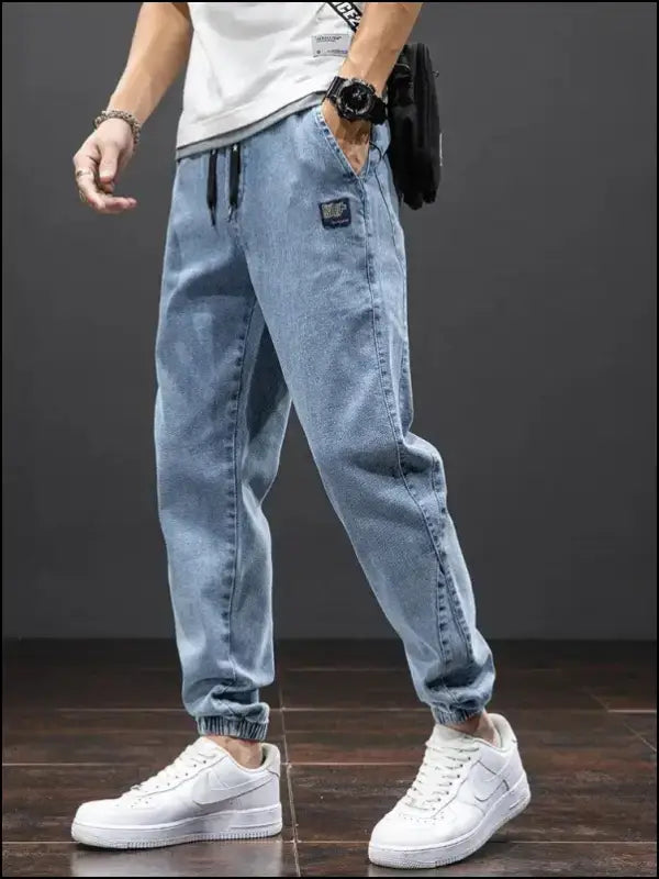 Men’s Cargo Jeans - Black Blue Streetwear Denim Jogger Pants Baggy Harem Plus Size 6XL-8XL Spring Summer Fashion