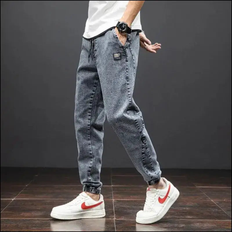 Men’s Cargo Jeans - Black Blue Streetwear Denim Jogger Pants Baggy Harem Plus Size 6XL-8XL Spring Summer Fashion