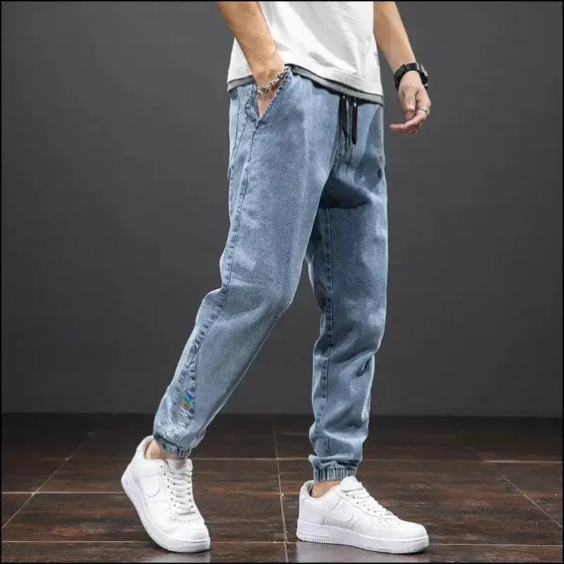 Men’s Cargo Jeans - Black Blue Streetwear Denim Jogger Pants Baggy Harem Plus Size 6XL-8XL Spring Summer Fashion