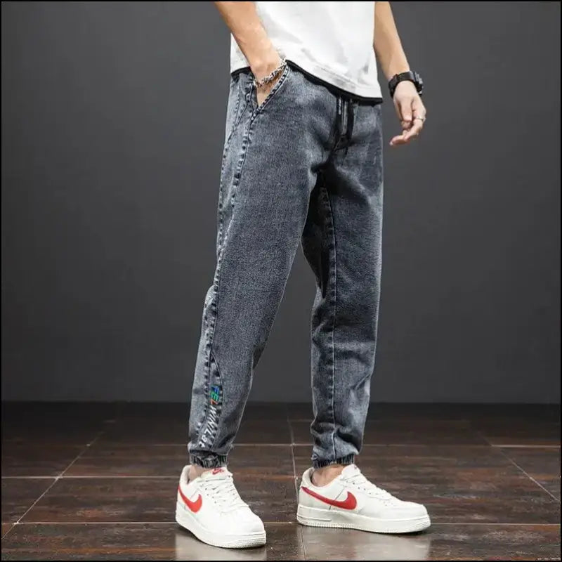 Men’s Cargo Jeans - Black Blue Streetwear Denim Jogger Pants Baggy Harem Plus Size 6XL-8XL Spring Summer Fashion