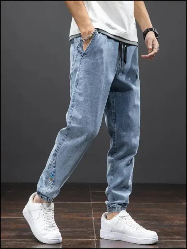 Men’s Cargo Jeans - Black Blue Streetwear Denim Jogger Pants Baggy Harem Plus Size 6XL-8XL Spring Summer Fashion