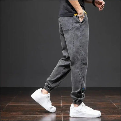 Men’s Cargo Jeans - Black Blue Streetwear Denim Jogger Pants Baggy Harem Plus Size 6XL-8XL Spring Summer Fashion