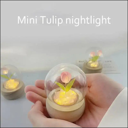 Mini Tulip Night Light Handmade DIY Material Cute Atmosphere Lamp Home Decor Birthday Gift For Girls Family Friends