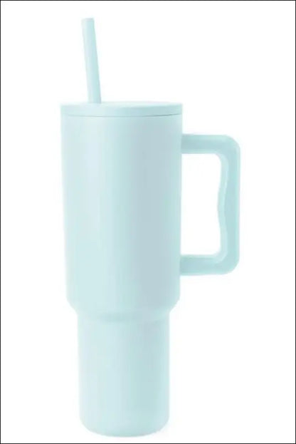 Monochromatic Stainless Steel Tumbler with Matching Straw - Aqua / One Size