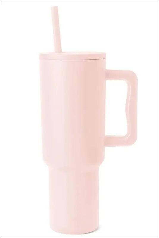 Monochromatic Stainless Steel Tumbler with Matching Straw - Blush Pink / One Size