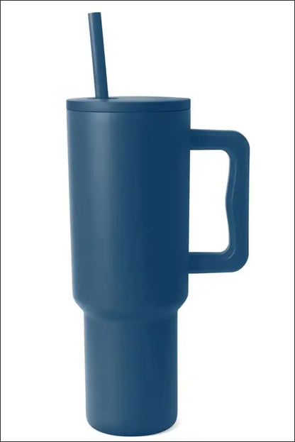 Monochromatic Stainless Steel Tumbler with Matching Straw - Deep Teal / One Size