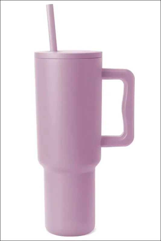 Monochromatic Stainless Steel Tumbler with Matching Straw - Lilac / One Size