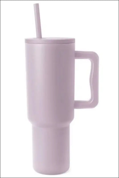 Monochromatic Stainless Steel Tumbler with Matching Straw - Pink Purple / One Size