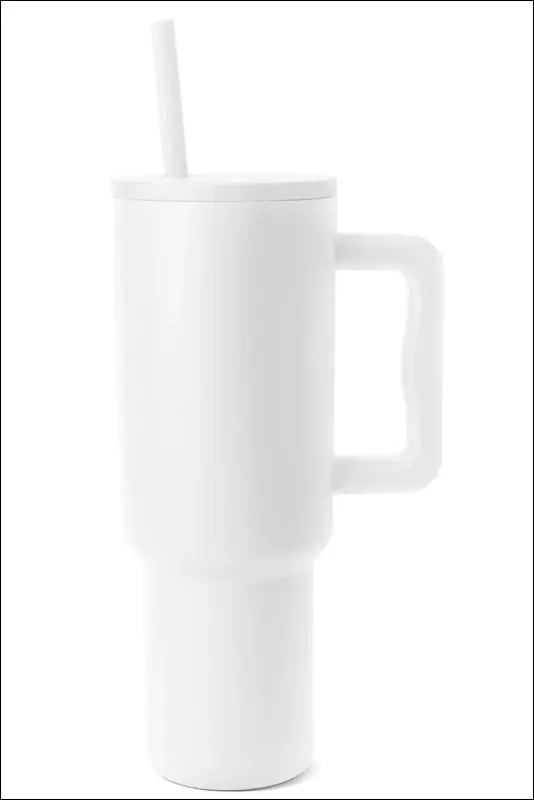 Monochromatic Stainless Steel Tumbler with Matching Straw - White / One Size