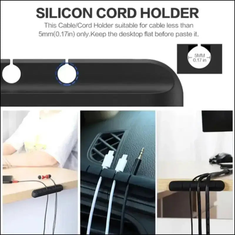 NNBILI Cable Holder Clips | Silicone USB Organizer | Self-Adhesive Winder for Mouse Keyboard Headset