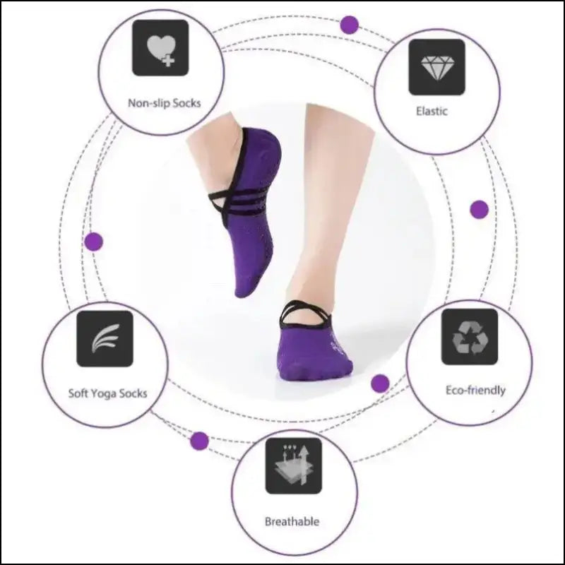 ’Non-Slip Yoga Socks with Grips & Straps for Women | Perfect Ballet Pilates Fitness Gym and Dance | Comfortable Sport