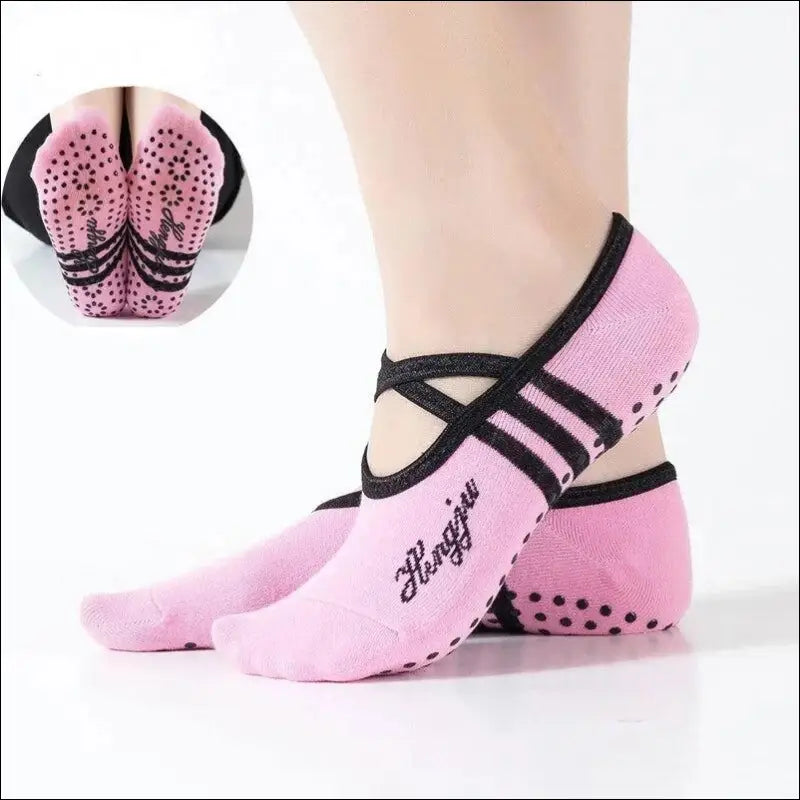 ’Non-Slip Yoga Socks with Grips & Straps for Women | Perfect Ballet Pilates Fitness Gym and Dance | Comfortable Sport