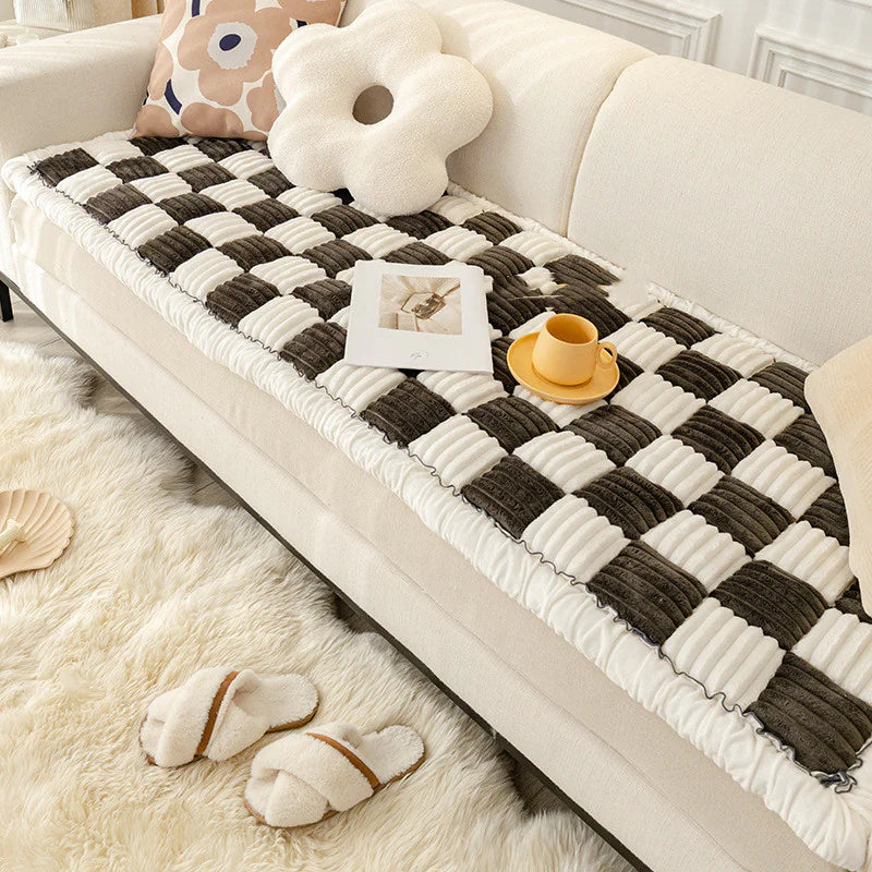 Black & White Plush Sofa Cushion