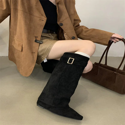 Chunky Heel Short Winter Boots