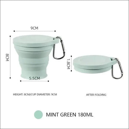 Outdoors Silicone Folding Cup with Hanging Hole - Portable Travel Water Creative Wash Fashion Collapsible - Mint Green