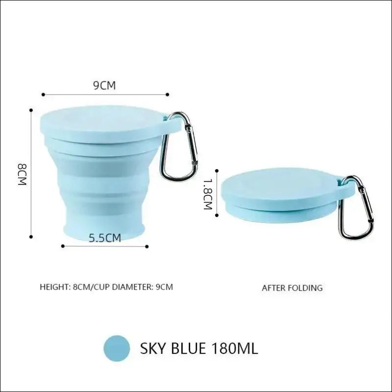 Outdoors Silicone Folding Cup with Hanging Hole - Portable Travel Water Creative Wash Fashion Collapsible - Sky blue