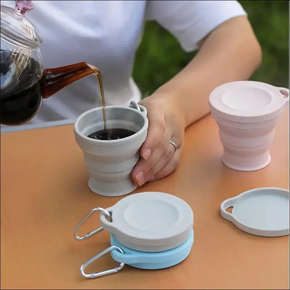 Outdoors Silicone Folding Cup with Hanging Hole - Portable Travel Water Creative Wash Fashion Collapsible