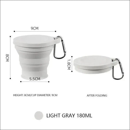 Outdoors Silicone Folding Cup with Hanging Hole - Portable Travel Water Creative Wash Fashion Collapsible - Light gray