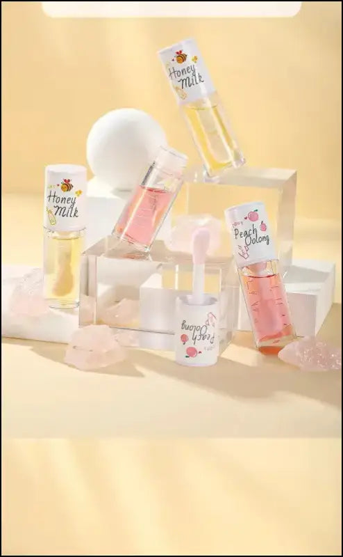 Peach Milk Honey Lip Oil | Moisturizing Gloss | Fade Lines | Hydrating Cute Care with Big Brush Head