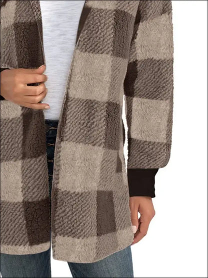 Plaid Long Sleeve Hooded Coat