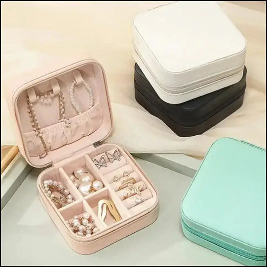 Portable Mini Jewelry Storage Box Travel Organizer Case Leather Earrings Necklace Ring Display