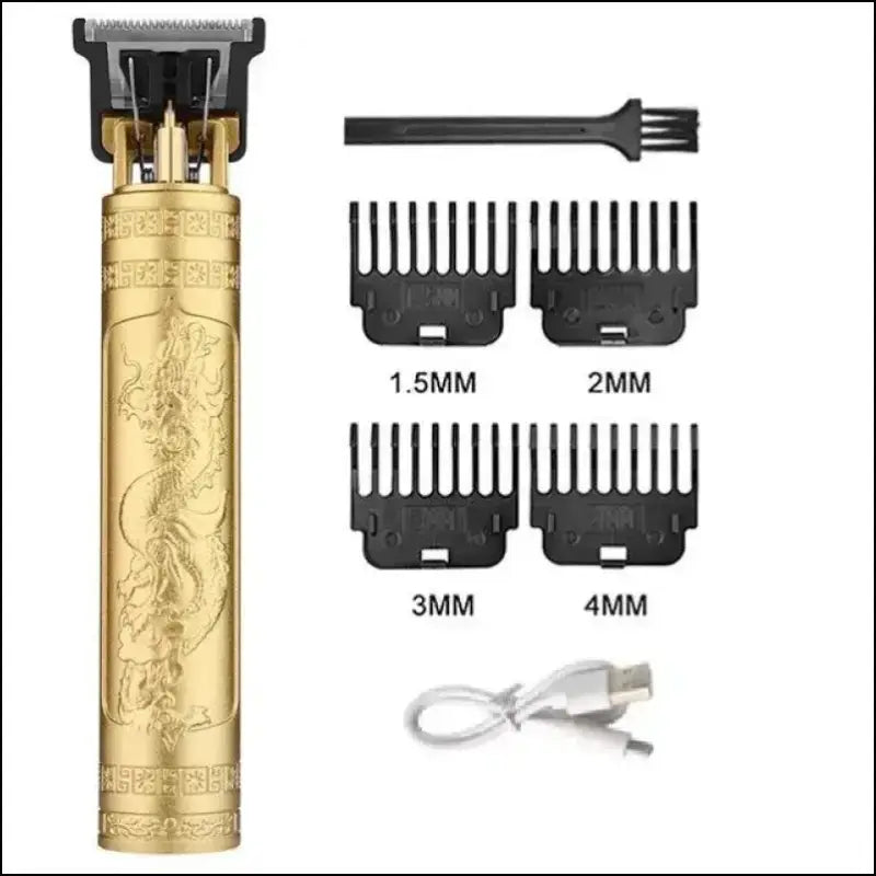 ’Professional T9 Electric Hair Clipper & Beard Trimmer – Precision Shaving and Grooming for Men’ - Gold DragonA