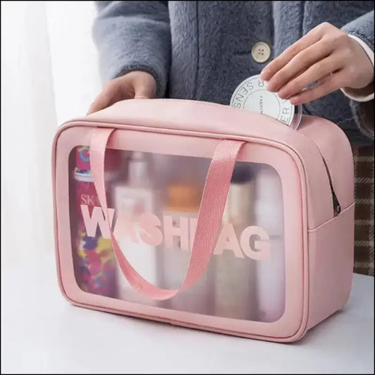 PU Frosted Clear Makeup Box | Waterproof Travel Toiletry Bag | Large Capacity Portable Storage | Children’s Lunch