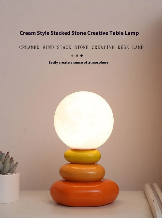 Color Stacked Stone Bedside Lamp