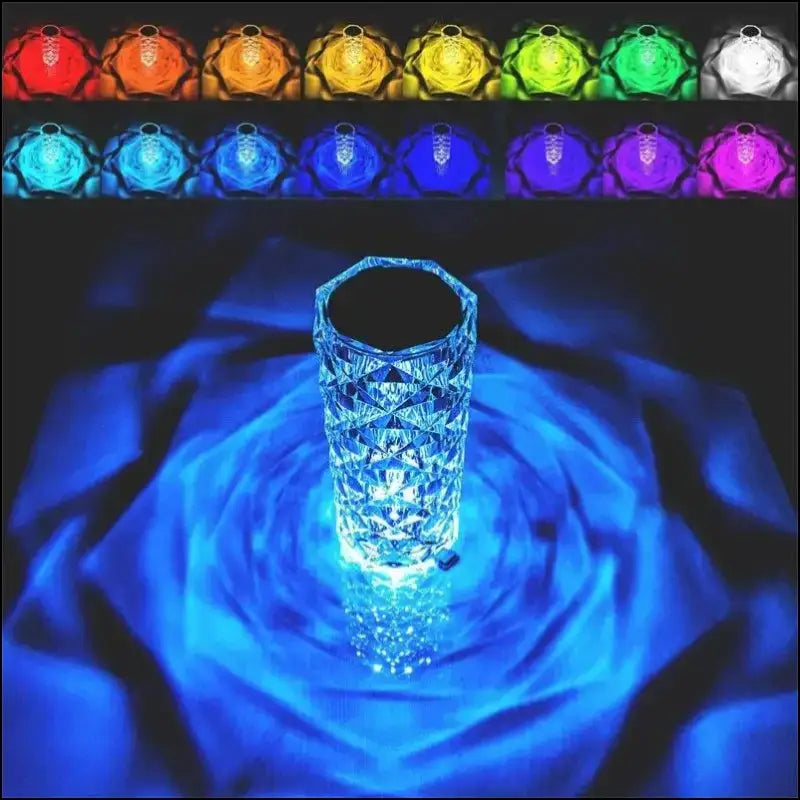 Rechargeable RGB Rose LED Night Light - 16-Color Crystal Touch Table Lamp for Bedroom & Christmas Decor - MULTI / WHITE