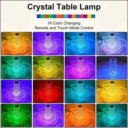 Rechargeable RGB Rose LED Night Light - 16-Color Crystal Touch Table Lamp for Bedroom & Christmas Decor - MULTI / WHITE