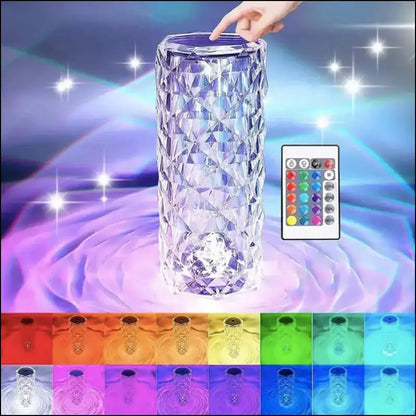 Rechargeable RGB Rose LED Night Light - 16-Color Crystal Touch Table Lamp for Bedroom & Christmas Decor - MULTI / WHITE