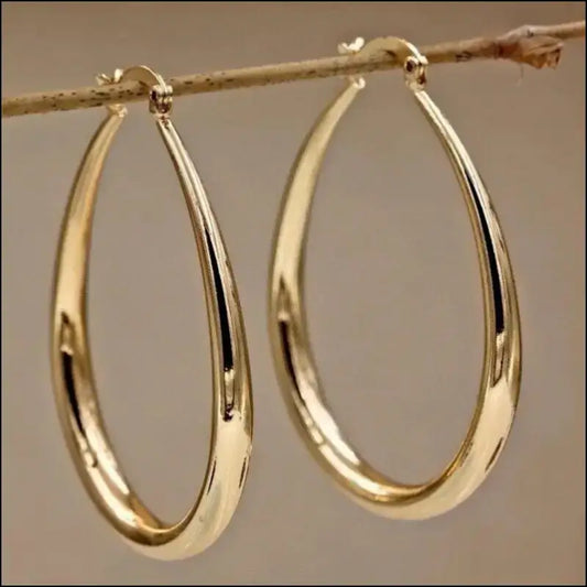 Shine Gold Color Women’s Earrings - Fashion Smooth Hoop Engagement & Wedding Jewelry Gift - Women