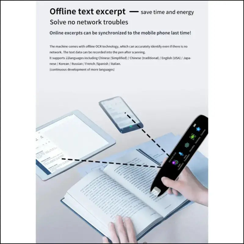 Smart Voice Translator Pen White International Edition – WiFi Translation Scanning for Multilingual Communication